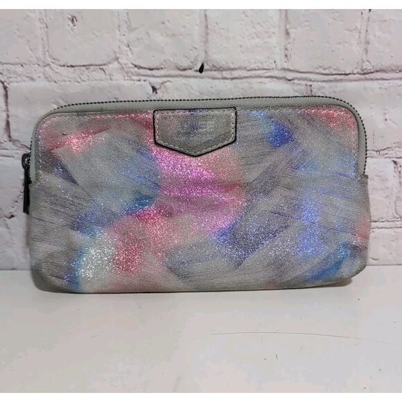 Aimee Kestenberg Gala Double Zip Violet Brushed Metallic Genuine Leather Clutch - Picture 1 of 16